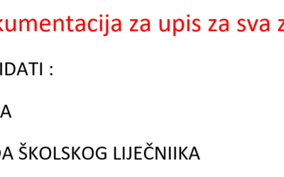 Obvezna dokumentacija za upis u sva zanimanja